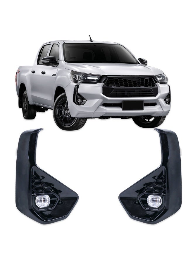 DLAA Pack of 2 Front TY3017L LED Fog Lamp with Black Frame, Wires & Switch Suitable for Hilux Revo Z Edition 2024-ON | 1 Year International Warranty - Image 1